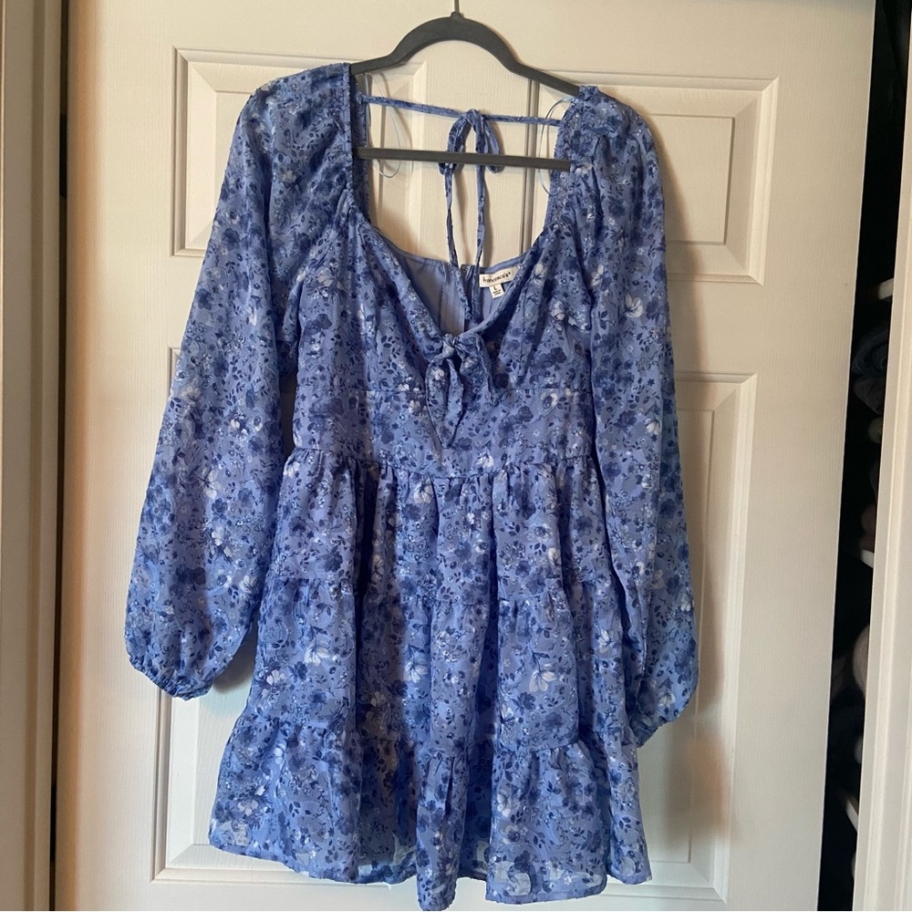 Floral blue long sleeve dress